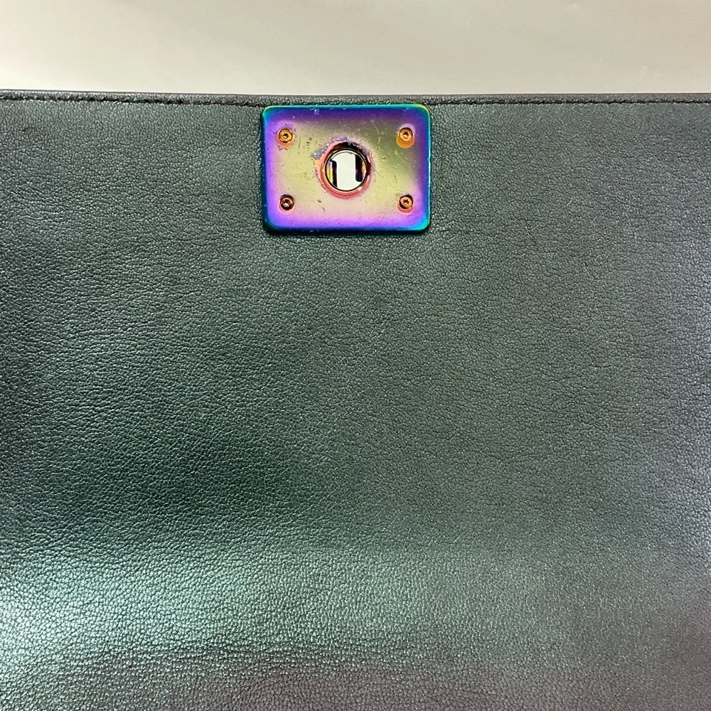 Chanel Purple Iridescent  Mermaid Quilted Shoulder Boy Flap Bag goatskin leather